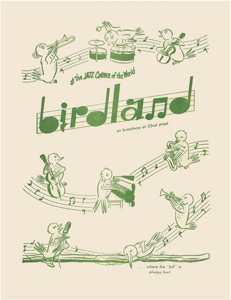 The Original Birdland Jazz Club, New York 1950s Menu Art – Vintage Menu Art