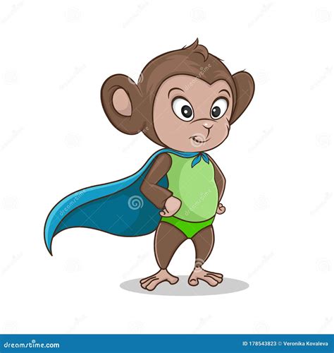 Cartoon monkey superhero stock vector. Illustration of vector - 178543823