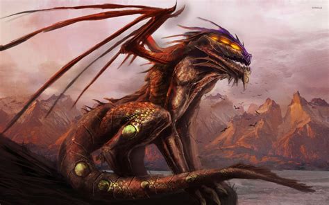 Scary dragon on the cliff wallpaper - Fantasy wallpapers - #54305