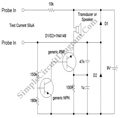 Continuity And Component Tester – Simple Circuit Diagram