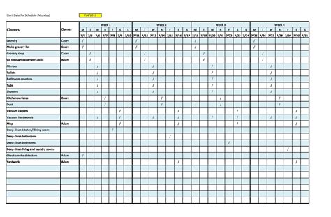 Free Cleaning Schedule Template Excel - PRINTABLE TEMPLATES