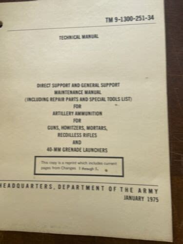 1975 DEPARTMENT OF THE ARMY MAINTENANCE MANUAL ARTILLERY TM 9-2330-251-14 @@@@@@ | eBay