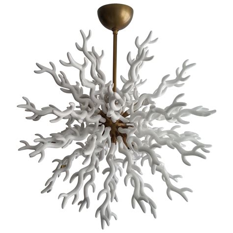 Tony Duquette Style White Faux Coral Chandelier at 1stDibs | coral chandeliers, faux chandelier ...