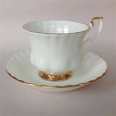 Royal Albert Val D'or White Bone China Teacup and Saucer with Gold Trim | Tea cups, White coffee ...