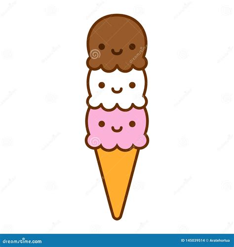 Cartoon Cute Ice Cream Icon Isolated on White Background Stock Vector ...