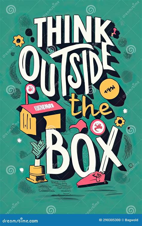 Think Outside the Box Poster Stock Illustration - Illustration of ...