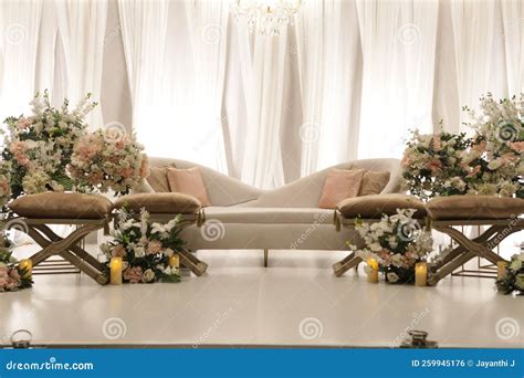 Stage Decoration with Lovely Flowers Stock Photo - Image of flowers, management: 259945176