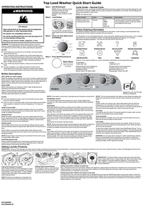 WHIRLPOOL WTW4855HW QUICK START MANUAL Pdf Download | ManualsLib