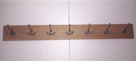 Solid Oak Coat Rack with cast antique triple hooks Handmade, 2,3,4,5,6 ...