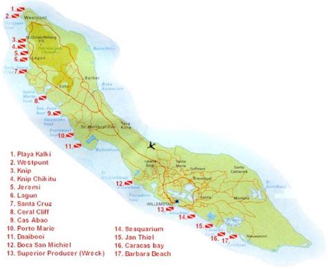 Curacao Dive Sites Map - Map Of West