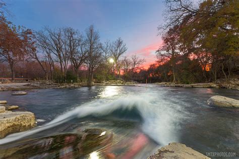 Sunset at Rio Vista Dam in San Marcos, TX