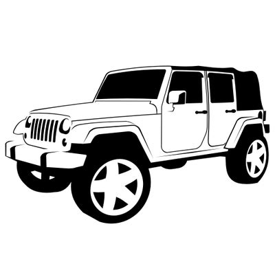 Black & White Hand Traced Jeep Wrangler Free Vector Download | FreeImages