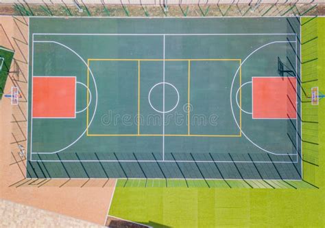 Green Basketball Court, Aerial View Stock Image - Image of aerial, playground: 216189499