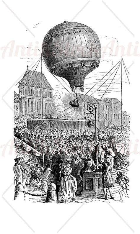 First hydrogen balloon flight 1783 – AntikStock