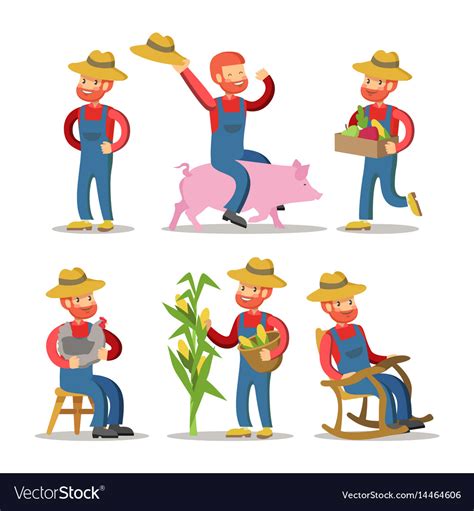 Happy farmer cartoon with basket of vegetables Vector Image