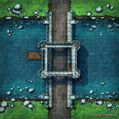 Stone Bridge (30x30 Battle Map) : battlemaps Dnd World Map, Fantasy World Map, Dungeon Tiles ...