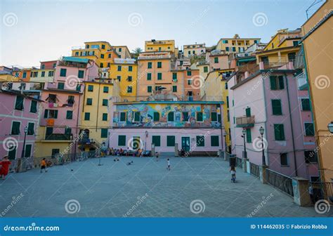 Riomaggiore at Sunset, 5 Terre, La Spezia Province, Ligurian Coast, Italy. Editorial Image ...