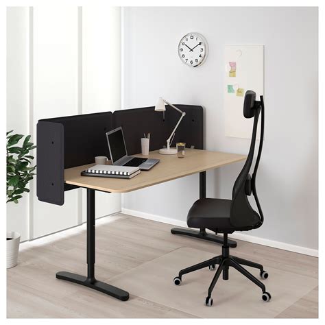 IKEA - BEKANT Reception desk white stained oak veneer, black Linoleum, Ikea Bekant Desk, Desks ...