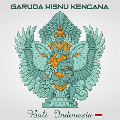 Statue of Garuda Wisnu Kencana Cartoon, Bali Indonesia. Vector Illustration 12406197 Vector Art ...