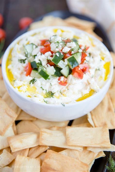 Greek Whipped Feta Cheese Dip with Greek Yogurt and Dill Homemade ...