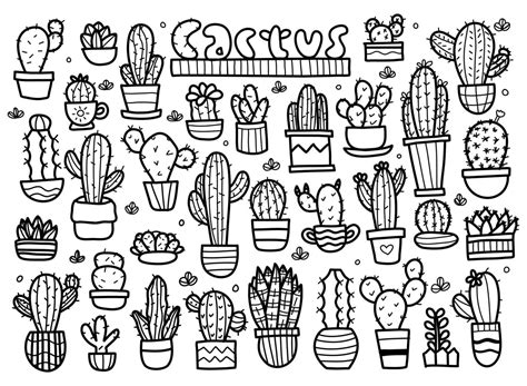 Cactus doodle set 1235288 Vector Art at Vecteezy