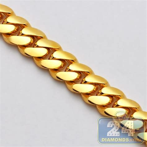 Handmade Pure 24K Yellow Gold Miami Cuban Link Mens Chain 11mm