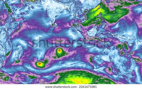 Two Tropical Cyclone Over Indian Ocean Stock Illustration 2261671081 ...