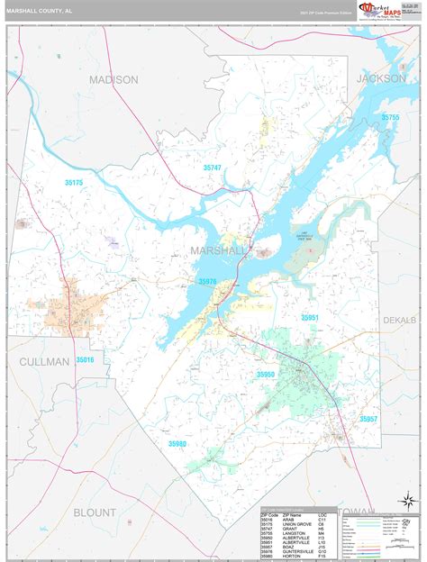 Marshall County, AL Wall Map Premium Style by MarketMAPS