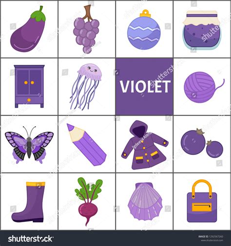 Learn Primary Colors Violet Different Objects Stock Vector (Royalty ...