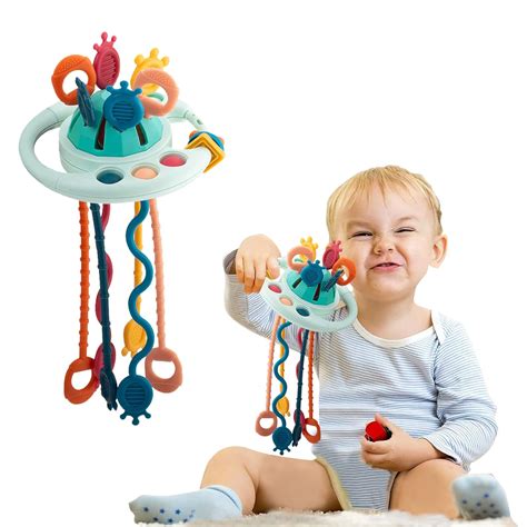 Amazon.com: Montessori Toys for 18M+, Food Grade Silicone Pull String Activity Toy, Sensory Toys ...