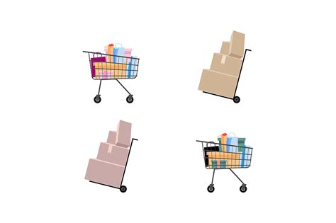 Hand Truck and Supermarket Trolley Set Graphic by TheImg · Creative Fabrica