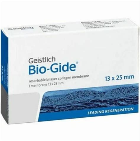 Collagen Membrane White Geistlich Bio-Gide 13 x 25 mm (Resorbable Bilayer Membrane), Packaging ...