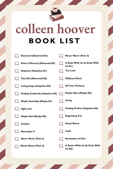 Get a fully updated list of Colleen Hoover books ranked in order ( a printable PDF checklist) so ...