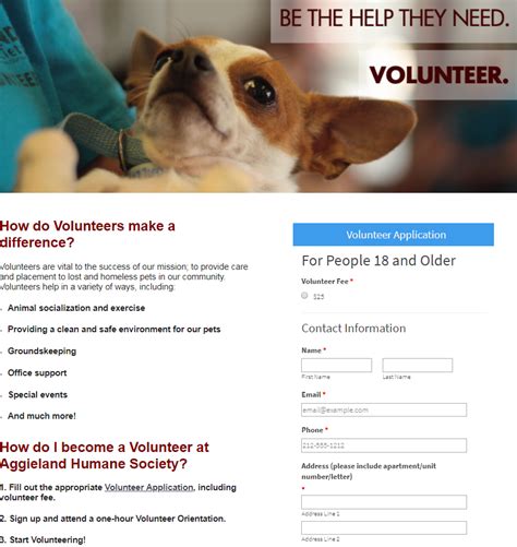 Aggieland Humane Society volunteer application | Volunteer, Volunteer ...