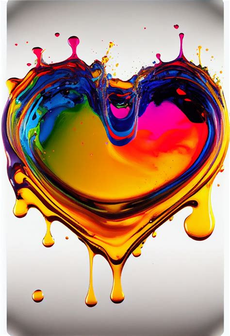 Free Colorful Paint Love Heart Shape