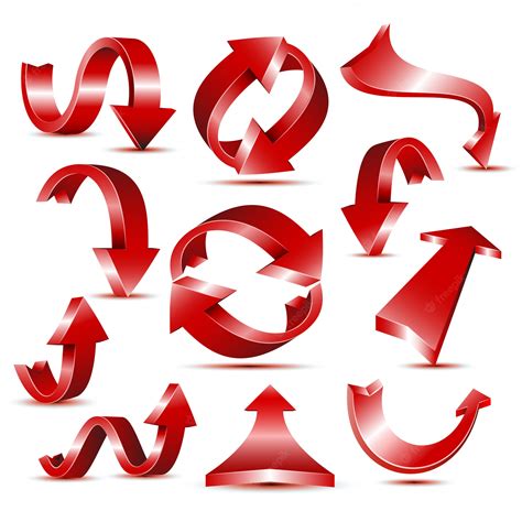 Premium Vector | Set of glossy red arrow icons for web design or logo template.