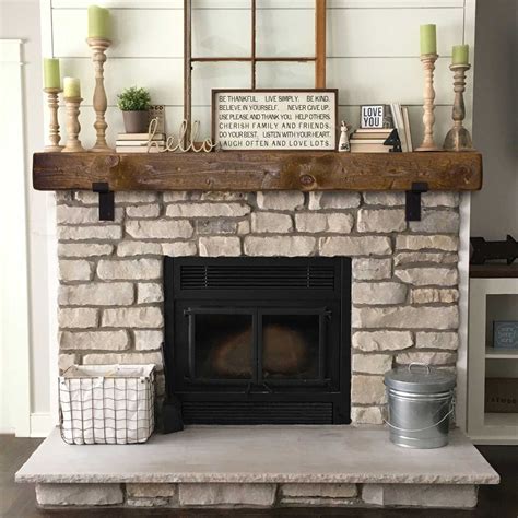 Rustic Fireplace Mantel With Metal Brackets Mantel 5x6 6x6 - Etsy ...