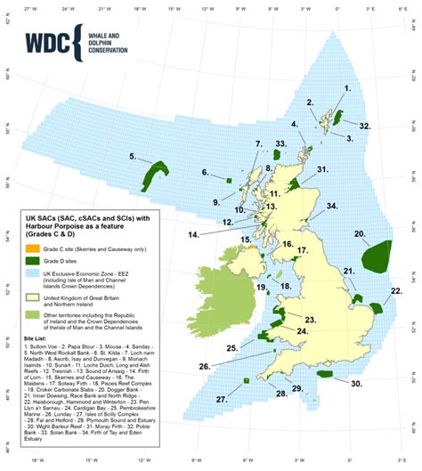 Designated harbour porpoise Special Areas of Conservation in UK waters ...