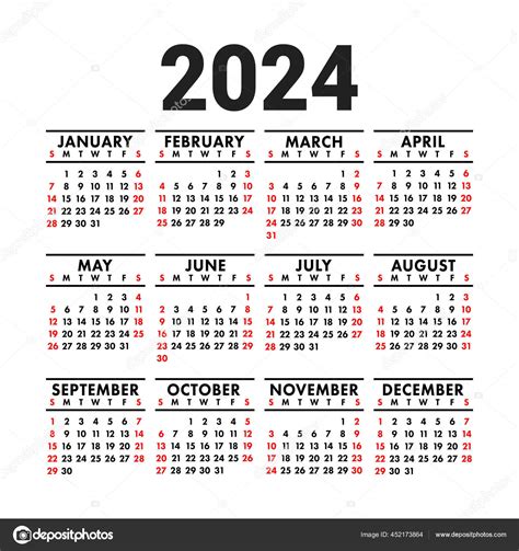 2024 Calendar Images Vector Clip Art - Denny Felicle