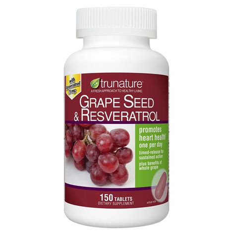 Trunature Grape Seed with Resveratrol 75 mg - 150 tablets - Walmart.com