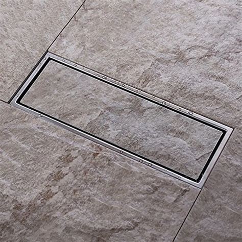 Linear Shower Floor Drain with Tile Insert Grate Made of Sus304 Stainless Steel , 12 Inch Long ...