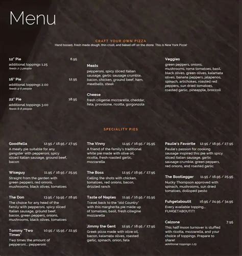 Goodfellas Pizzeria Menu, Menu for Goodfellas Pizzeria, Downtown, Lexington - Urbanspoon/Zomato