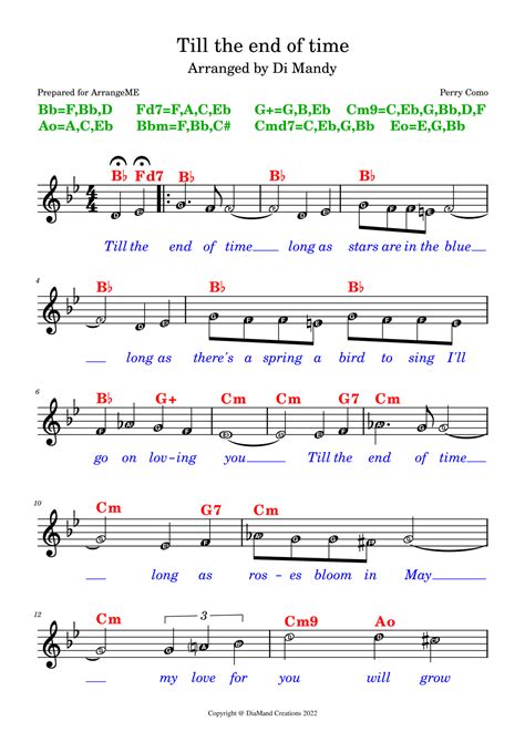 Till the end of time (arr. Di Mandy) by Perry Como Sheet Music for Lead ...