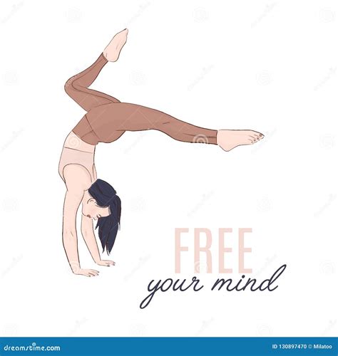 Yoga Balance Sketch. Woman Hand Standing Illustration. Lifestyle Sport ...