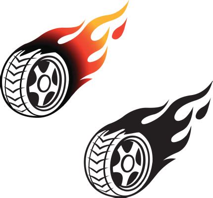 Burning Wheels Stock Illustration - Download Image Now - iStock