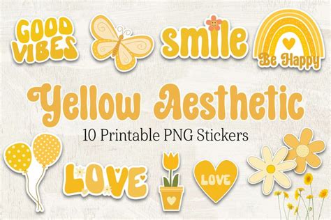 Yellow Aesthetic Printable Stickers | Positivity Sticker Set