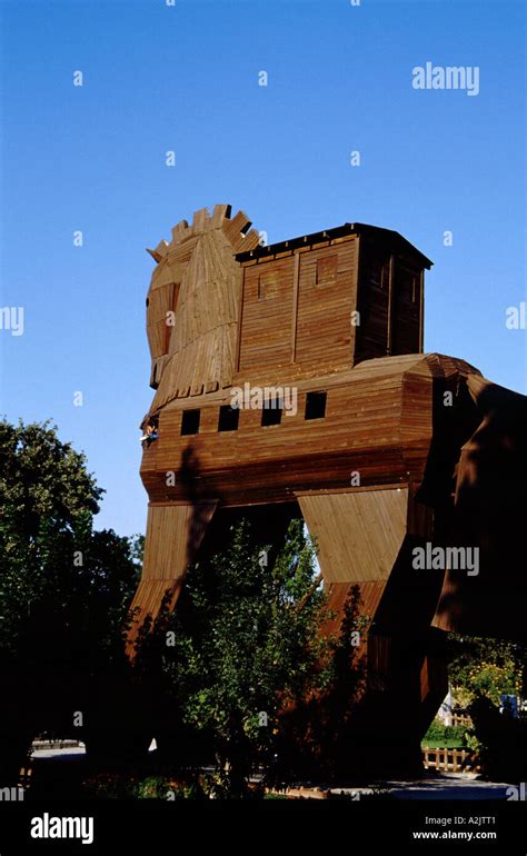 Europe,Turkey, Troy. Modern day recreation of the famous wooden Trojan ...