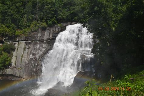 Rainbow falls, NC ft. a rainbow! : r/pics