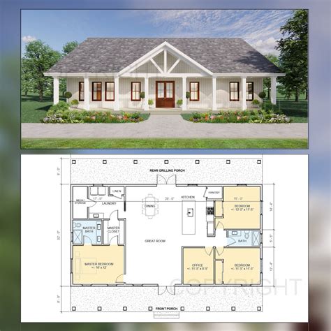 Lakeview House Construction Plans Open Plan Design Modern Farmhouse 3 ...