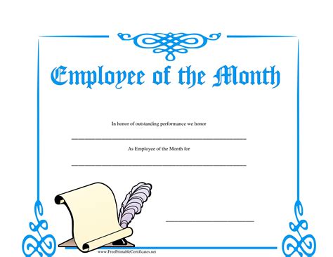 Employee Of The Month Certificate Template